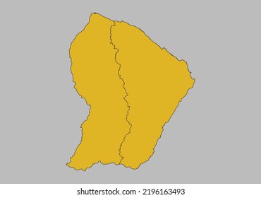 French Guiana map vector, Isolated on gray background