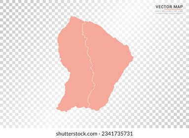 Mapa de Guayana Francesa de color naranja vectorial sobre fondo transparente.