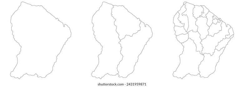 French Guiana map. Map of French Guiana in white set