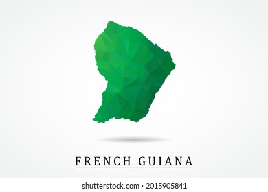 French Guiana Map - World Map International vector template, low polygon style with green color isolated on white background - Vector illustration eps 10