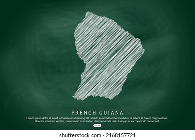 French Guiana Map - World Map International vector template with white outline graphic sketch and old school style  isolated on Green Chalkboard background - Vector illustration eps 10