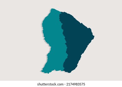 French Guiana Map - World Map International vector template with High detailed including blue and green outline color isolated on white background - Vector illustration eps 10