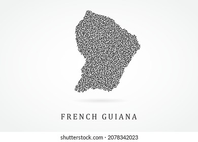 French Guiana Map - World map vector template with Black grid on white background  for education, infographic, design, website, banner - Vector illustration eps 10