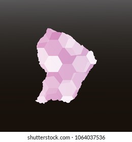 French Guiana map-Purple map made of hexagon on black and gray background, gradient color. Vector illustration eps 10.