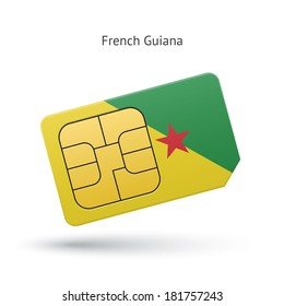 French Guiana mobile phone sim card with flag. Vector illustration.