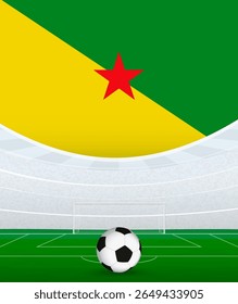 French Guiana National Football Theme, Stadium and Soccer Ball. Soccer Match Concept in French Guiana. Ideal for use in sports event promotions, football themed designs, and tournament advertisements.