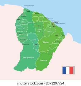 French Guiana regions map. Vector illustration