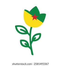 French Guiana rose flower flag icon