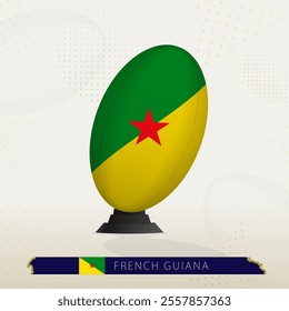 French Guiana Rugby Ball on Rugby Kicking Tees with Modern Design. Illustration perfect for sports, national pride, and rugby-related projects.