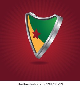 French Guyana Flag Shield EPS 8 vector, grouped for easy editing. No open shapes or paths.