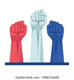 french hands fighters with flag colors