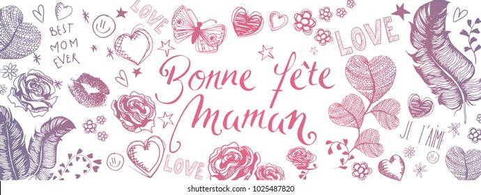 French Happy Mother's Day full vector large banner