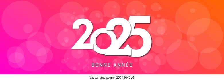 French Happy new year - best wishes 2025 with colorful number. Perfect vector for poster banner greeting and new year 2025 celebration.