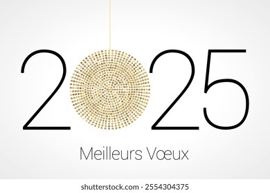 French Happy new year - best wishes 2025 with colorful number. Perfect vector for poster banner greeting and new year 2025 celebration.