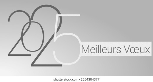 French Happy new year - best wishes 2025 with colorful number. Perfect vector for poster banner greeting and new year 2025 celebration.