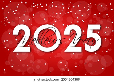 French Happy new year - best wishes 2025 with colorful number. Perfect vector for poster banner greeting and new year 2025 celebration.