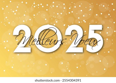 French Happy new year - best wishes 2025 with colorful number. Perfect vector for poster banner greeting and new year 2025 celebration.