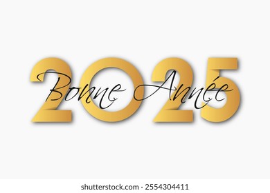 French Happy new year - best wishes 2025 with colorful number. Perfect vector for poster banner greeting and new year 2025 celebration.