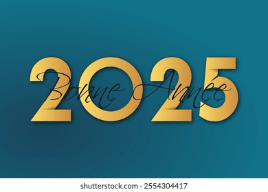 French Happy new year - best wishes 2025 with colorful number. Perfect vector for poster banner greeting and new year 2025 celebration.