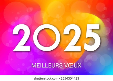 French Happy new year - best wishes 2025 with colorful number. Perfect vector for poster banner greeting and new year 2025 celebration.