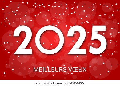 French Happy new year - best wishes 2025 with colorful number. Perfect vector for poster banner greeting and new year 2025 celebration.