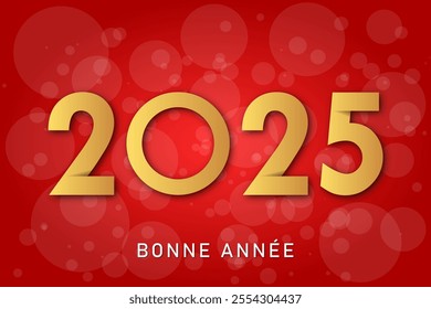 French Happy new year - best wishes 2025 with colorful number. Perfect vector for poster banner greeting and new year 2025 celebration.