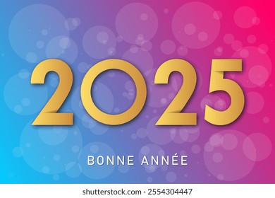 French Happy new year - best wishes 2025 with colorful number. Perfect vector for poster banner greeting and new year 2025 celebration.