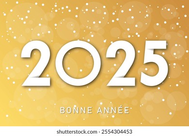 French Happy new year - best wishes 2025 with colorful number. Perfect vector for poster banner greeting and new year 2025 celebration.