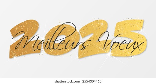 French Happy new year - best wishes 2025 with colorful number. Perfect vector for poster banner greeting and new year 2025 celebration.