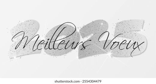 French Happy new year - best wishes 2025 with colorful number. Perfect vector for poster banner greeting and new year 2025 celebration.