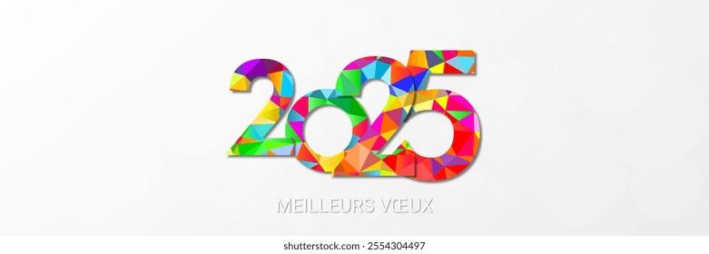 French Happy new year - best wishes 2025 with colorful number. Perfect vector for poster banner greeting and new year 2025 celebration.