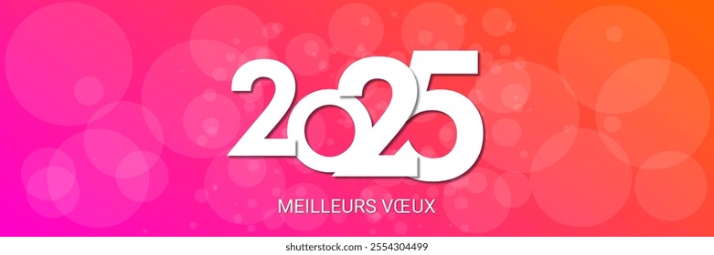 French Happy new year - best wishes 2025 with colorful number. Perfect vector for poster banner greeting and new year 2025 celebration.