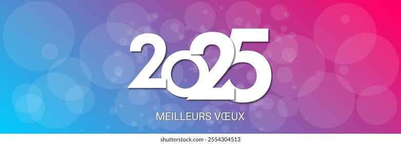 French Happy new year - best wishes 2025 with colorful number. Perfect vector for poster banner greeting and new year 2025 celebration.