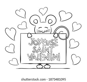 valentine mouse coloring pages