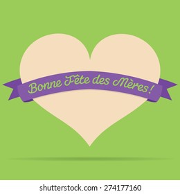 French Heart with ribbon Happy Mother's Day card in vector format.