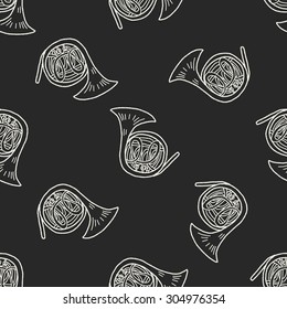 French Horn doodle seamless pattern background