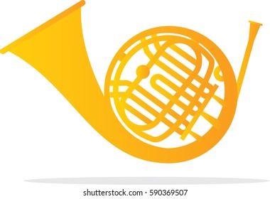 French Horn Gold Vector Icon