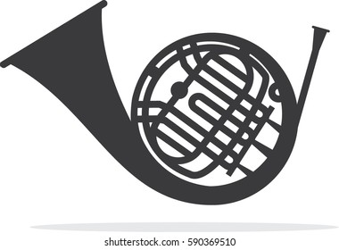 French horn gold vector icon