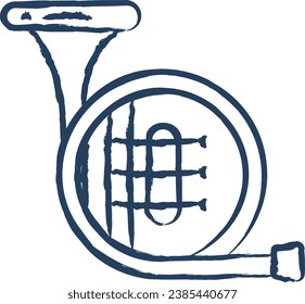 French horn hand drawn vector illustration