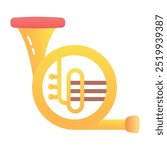 French horn icon in flat style 