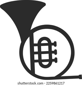 Französisches Hornsymbol, musikalische Hornsymbol, schwarzer Vektorgrafik