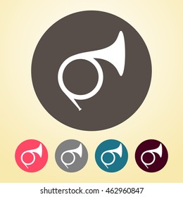 French Horn Icon in round shape. 