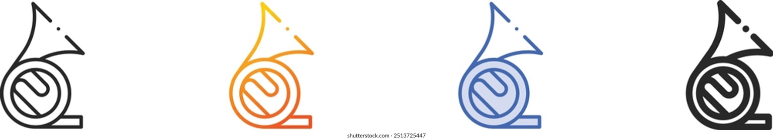 french horn icon.Thin Linear, Gradient, Blue Stroke and bold Style Design Isolated On White Background