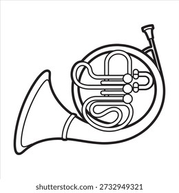 Französisch Horn Illustration Vektor Färbung Seite