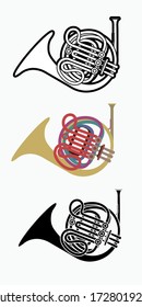 French Horn Instrument Cartoon Music Graphic Vector