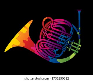 French Horn instrument cartoon music graphic vector