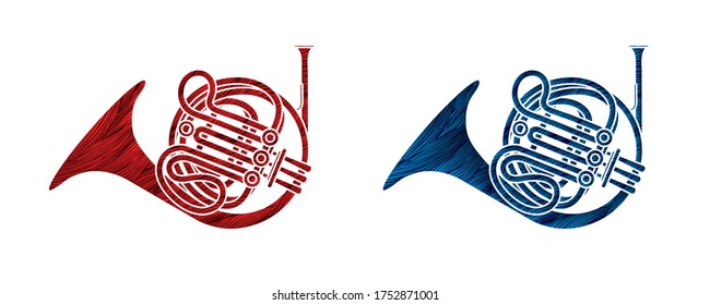 French Horn Instrument Cartoon Music Graphic Vector