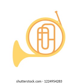 french horn instrument on white background
