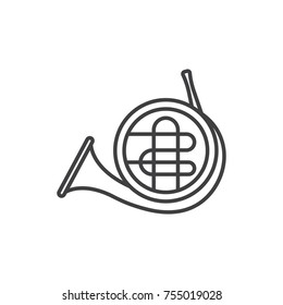 French horn line icon.