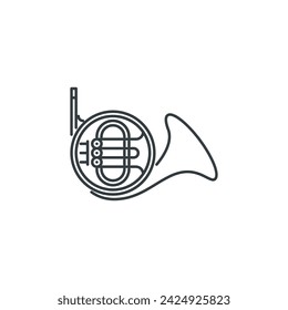 French, horn, music, instrument, band, song icon, vector illustration